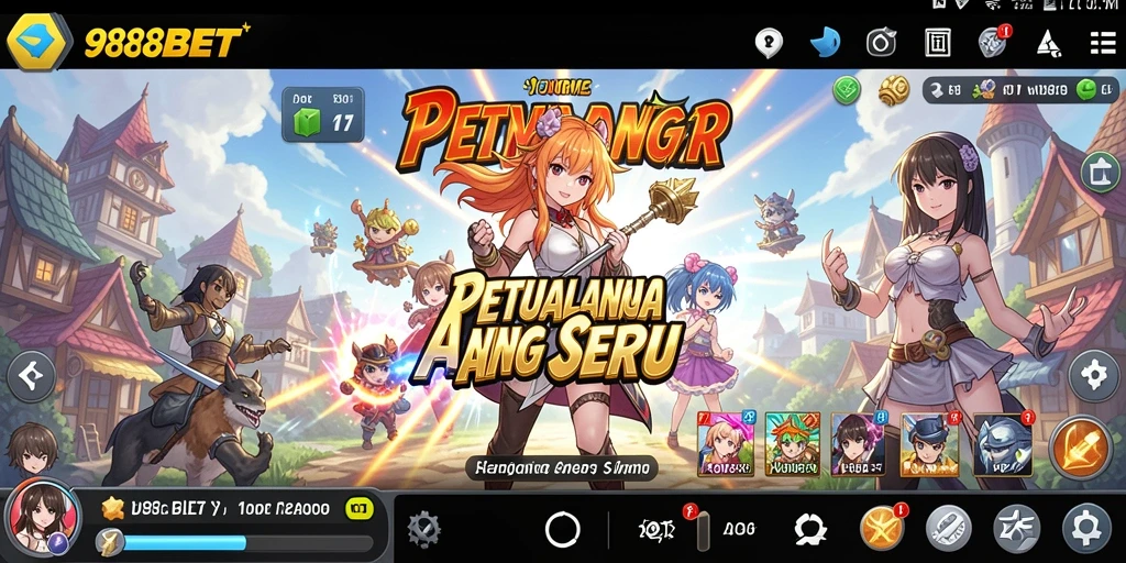 Gameplay 988BET dengan karakter anime yang epik dan misi menarik.
