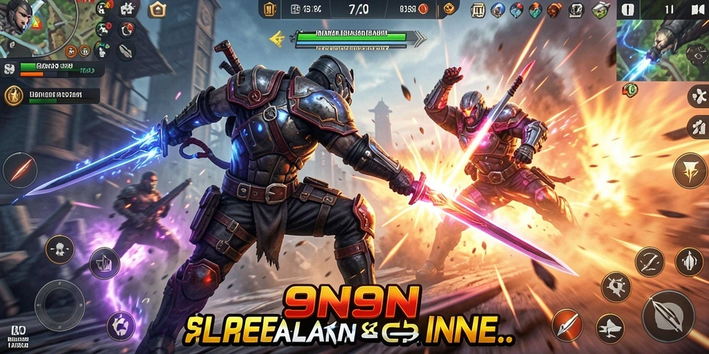 Gameplay seru dalam aksi pertarungan 9N9N menunjukkan intensitas pertempuran.