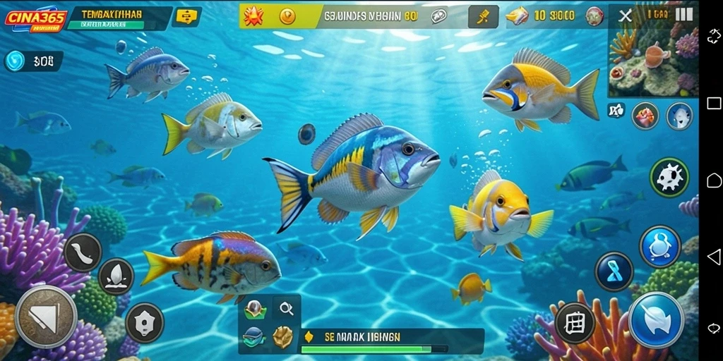 Screenshot CINA365 menampilkan aksi tembak ikan yang seru dan mengasyikkan.