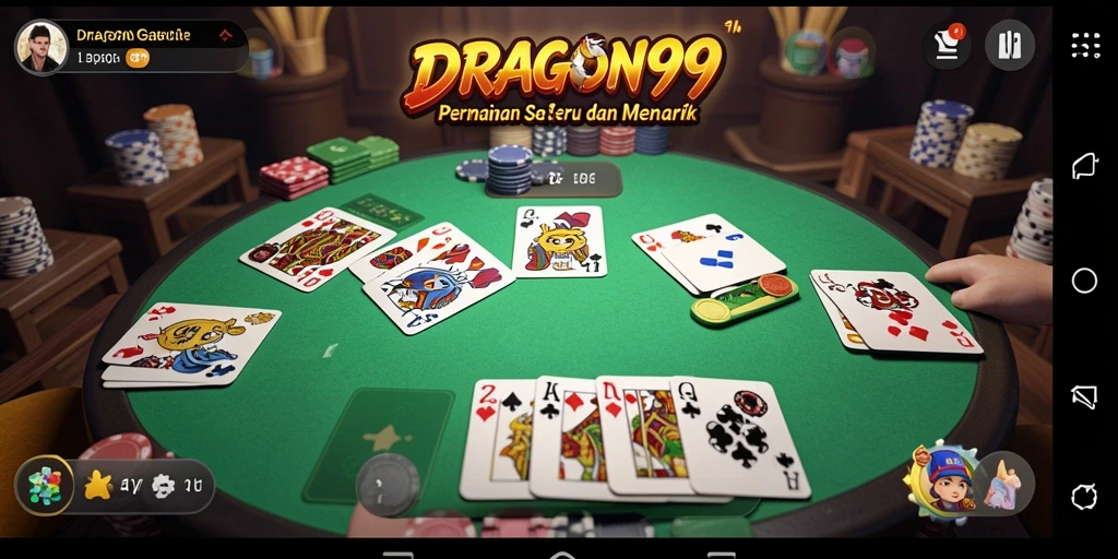 Tampilan gameplay yang menarik dari DRAGON99 dengan elemen Gaple yang seru.