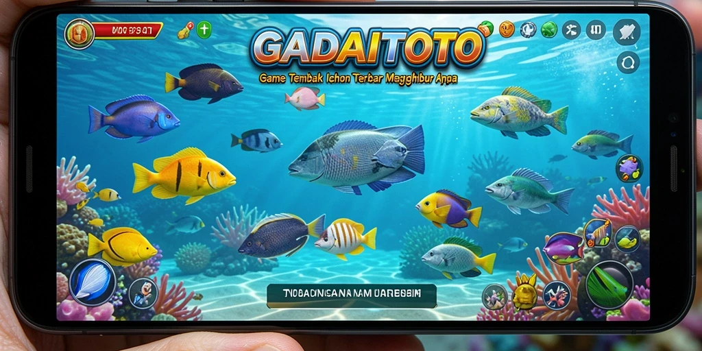 Screenshot gameplay GADAITOTO yang menampilkan aksi menembak ikan.