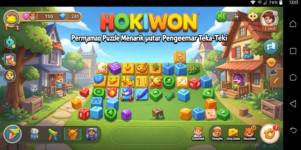 Tangkapan layar menunjukkan gameplay seru dari HOKIWON dengan teka-teki menantang.
