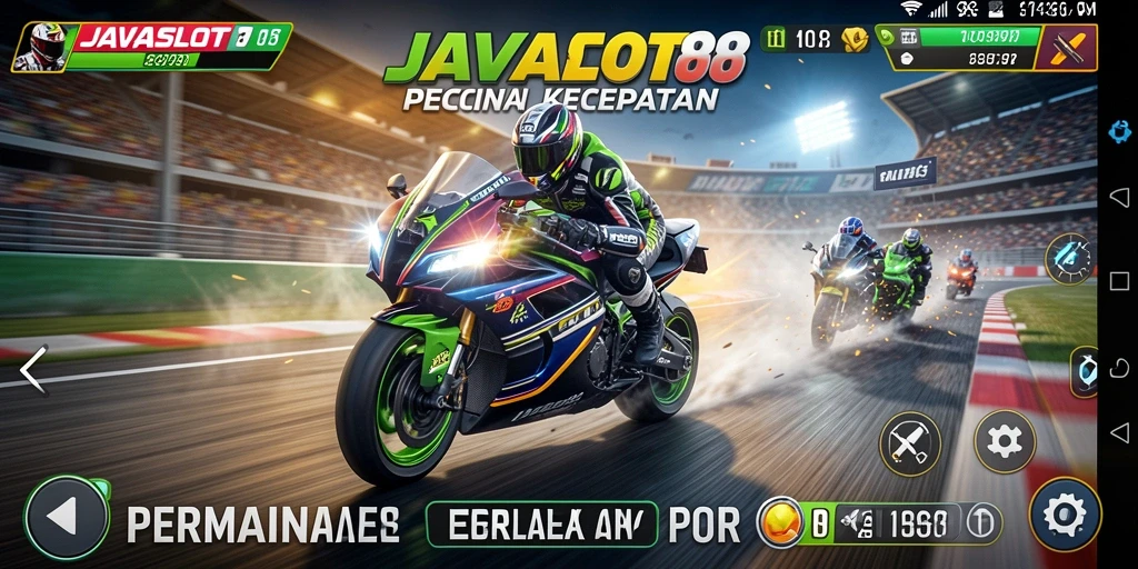 Tangkapan layar dari gameplay balapan di JAVASLOT88 yang mendebarkan.