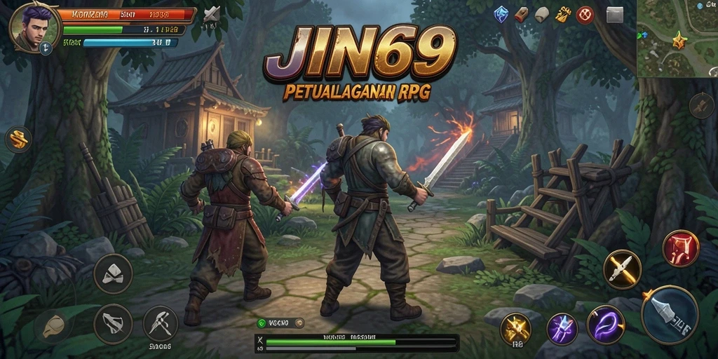 Tampilan utama gameplay RPG JIN69 yang menawan.