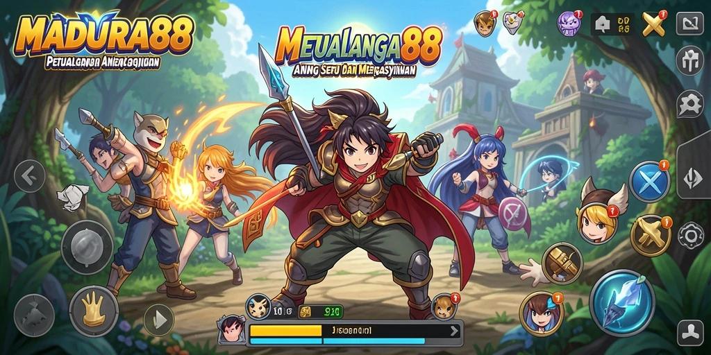 Tampilan gameplay <strong>MADURA88</strong> yang penuh aksi dan karakter menarik.