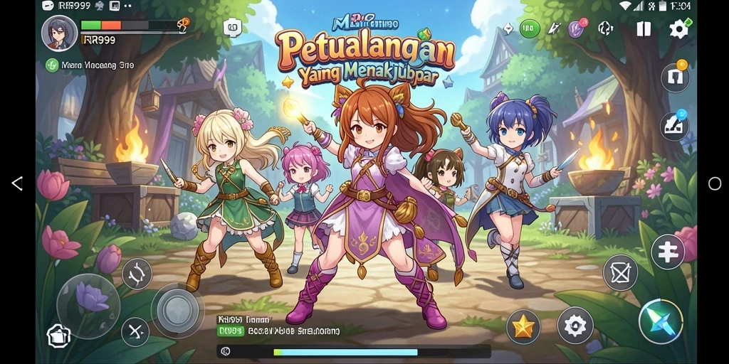 Gameplay seru RR999 dengan karakter anime yang menarik.