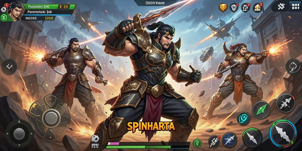 Tampilan gameplay SPINHARTA yang menegangkan dan penuh aksi.