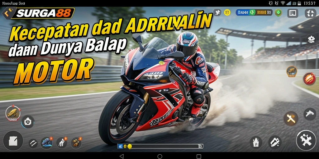 Gameplay mendebarkan dari SURGA88 dalam balapan motor.