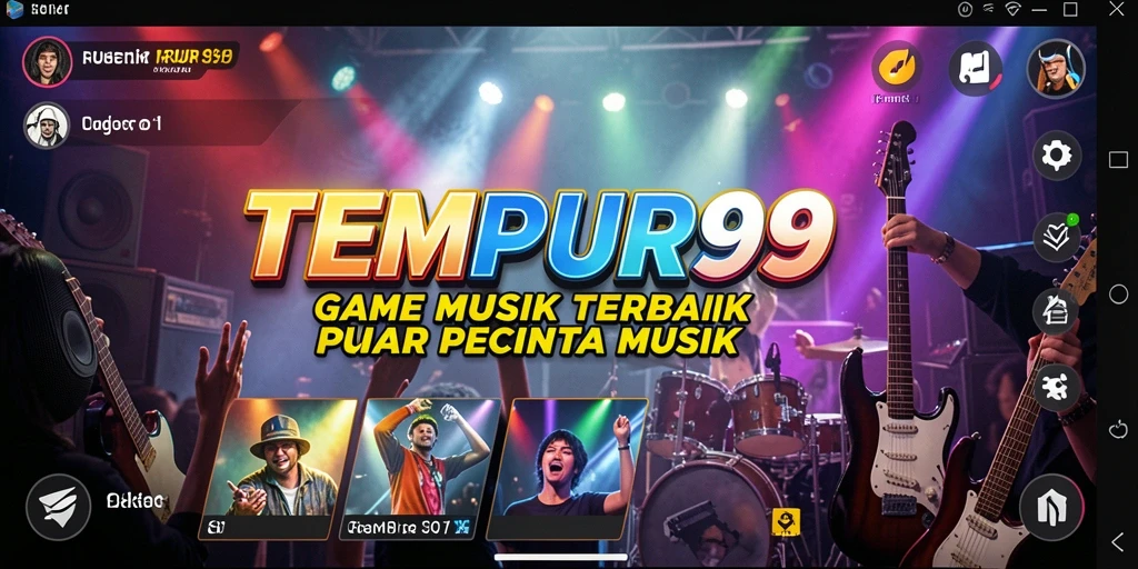 Screenshot utama TEMPUR99 menunjukkan gameplay yang penuh warna dan dinamis.