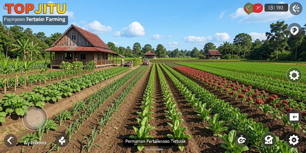 Screenshot gameplay TOPJITU menampilkan aktivitas pertanian yang seru.